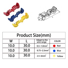 Runseaway 100PCS T-Tap Wire Connectors, 22-16 AWG Self-Stripping Quick Splice Terminals, Insulated Red Electric Wires Connector Taps