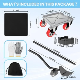 Upgrade 3474LBS Heavy Duty Furniture Dolly & Movers, 6.5" Carbon Steel Panel with 5 360° Rotatable Rubber Universal Wheels, Includes Non-Slip Sliders & Lifter Tool for Moving Pianos, Sofa, Appliances