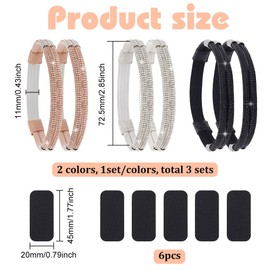 FINGERINSPIRE 3 Pairs of Elastic High Heels Shoe Straps, 3 Colours, Faux Leather, Rhinestone, Anti-Loose Strap, Removable Shoe Strap, Replacement Ankle Strap for Loose High Heels Shoes, Round