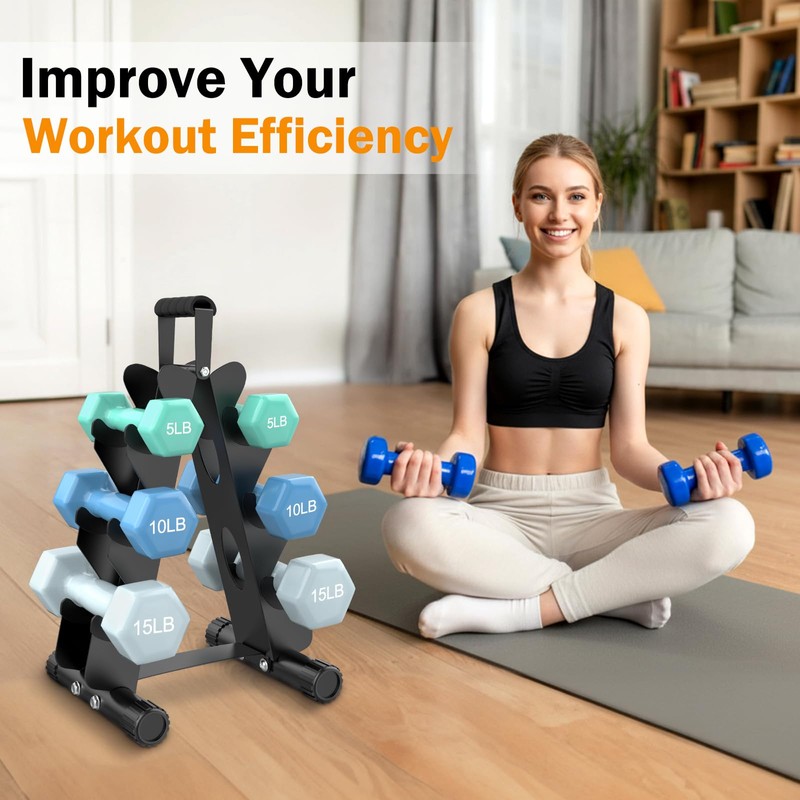 AmazeFan 5 Tier Dumbbell Rack Stand Only, A-Frame Design Weight