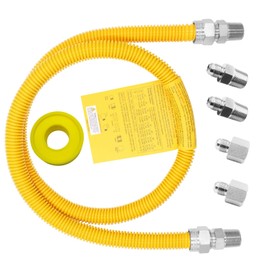 MCAMPAS 48" Flexible Yellow Coated Gas Line Connector Kit for Stove, Dryer, Gas Water Heater, Furnace,5/8 in.OD(1/2 in. ID）Flexible Gas Line with Connector 1/2" FIP &1/2"MIP & 3/4"MIP Fitting