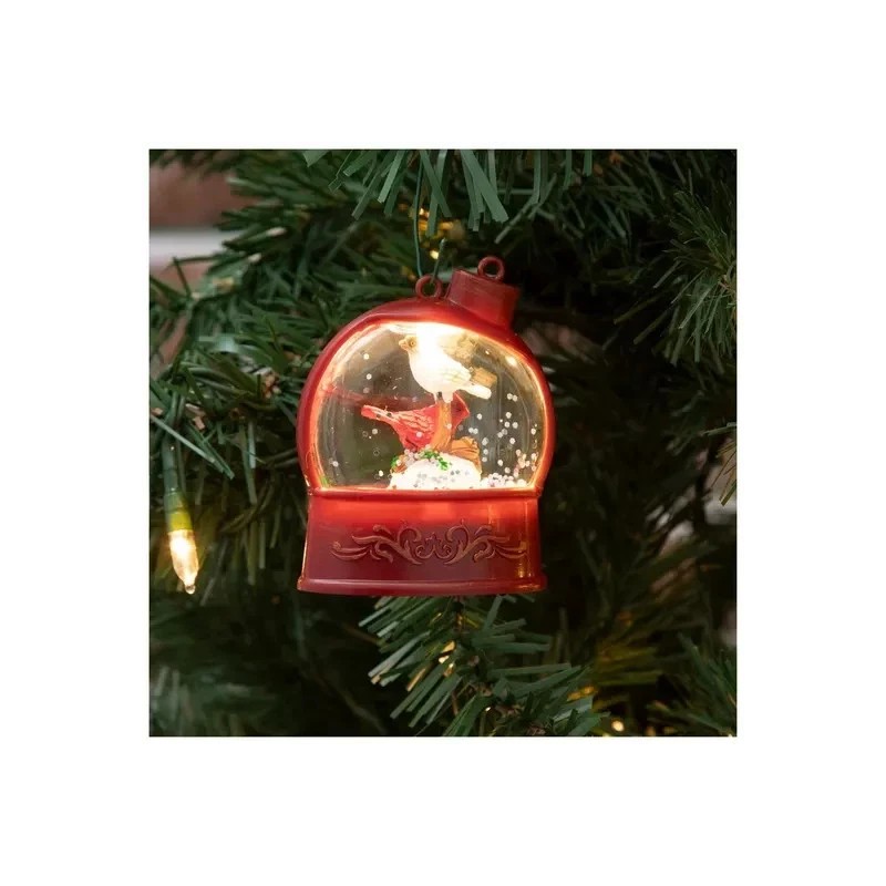 The Christmas Shoppe Light Up Cardinal Snow Globe Ornament