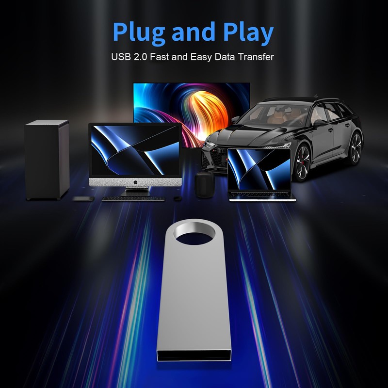 16GB USB Stick 2 Pack with Keychains, Wooolken Sleek Metal