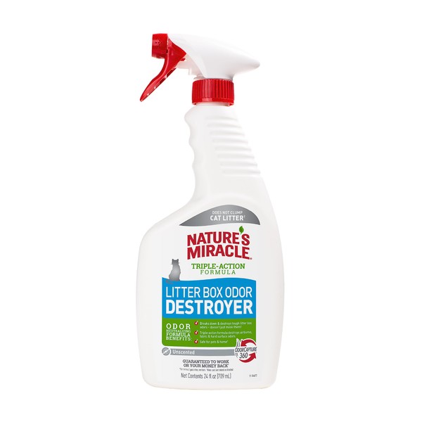 Nature's Miracle Litter Box Odor Destroyer, 24 Ounces, Eliminates Feces,