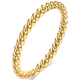 Jude Jewelers 2mm Stainless Steel Braided Rope Style Classic Plain Stacking Wedding Band Ring (Gold, 4)