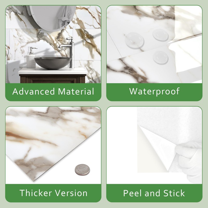 10-Sheet Subway Peel and Stick Backsplash, 12" x 24" Glossy