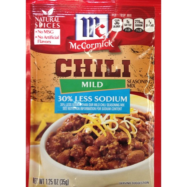 McCormick MILD CHILI, 30% Less Sodium, Seasoning Mix 1.25oz Packets 5