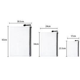 Vicloon Document Bag A3 + A4 + A5, 15 Pieces Mesh Plastic Zip Bag, Waterproof Document Case, Zip Bag, Wallet Bags, Plastic Mesh Document Folders