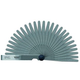 Vogel Germany 411009 Feeler Gauge Set (21 Sheets, Measuring Range: 0.05 – 2.00 mm, Made of Hardened Spring Steel, Conical Leaf Shape, 100 mm Long)