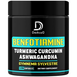 Benfotiamine Capsules 4600mg - 3 Extract Potent Herbs with Turmeric, Ashwagandha, Gymnema - 120 Counts - Non-GMO, Gluten Free