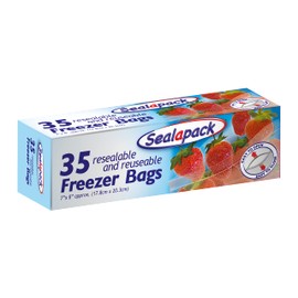 Sealapack Food And Freezer Bags, Resealable & Reuseable Pack Of 35 Bags