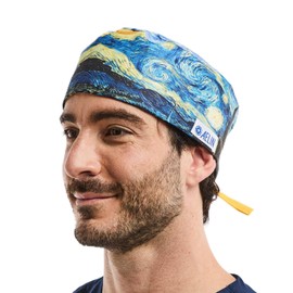 Medical Block Cap - 2 Sizes - Short Hair for Men and Long Hair - Covered - Women (Starry Night, Short)