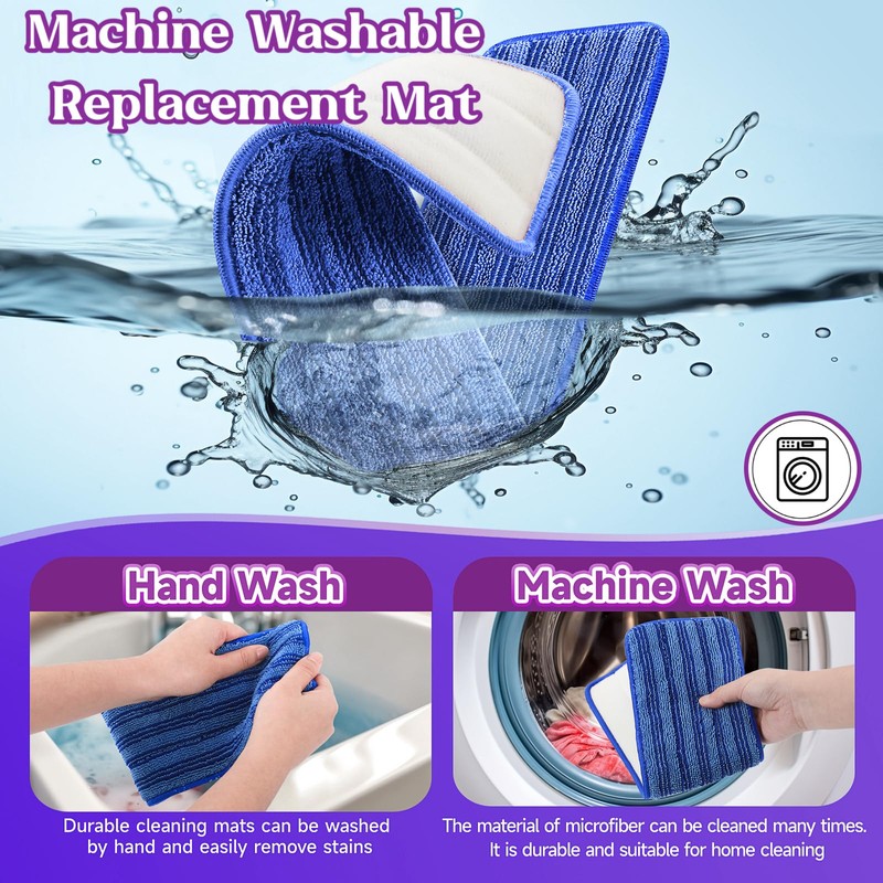 8 Pack Reusable Mop Pads Compatible for Swiffer PowerMop,Microfiber Mop