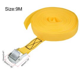 uxcell Tie Down Strap Cam Buckle Lashing Strap 1" x 30Ft 550lb 250Kg Load Polypropylene for Moving Securing Cargo, Yellow, Pack of 2