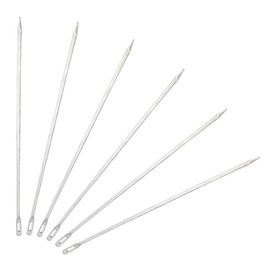 Coufce 6 Pieces Stainless Steel Meat Trussing Needle Cooking Twine Bundle for Roasting and Cooking Supplies(Straight Head)