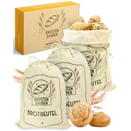KRUSTENZAUBER Linen Bread Bags Set of 3 – 3 x Linen Bags 40 x 30 cm for Bread Storage – Ideal Bread Bag, Bread Bag, Bread Bag, Bread Bag, Bread Storage, Fresh