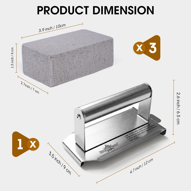 XUDAKAIXIN Grill Cleaning Bricks with Handle, Pumice Griddle Cleaning Stone
