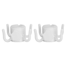 2Pcs Plastic Beach Umbrella Hanging Hook 4 Prong Towel Hat Sunglasses Holder for Universal Outdoor Use (White)
