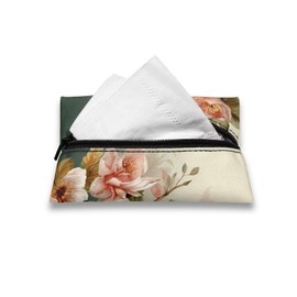 Flashideas Hummingbird Reusable Tissue Holder - Retro Rectangular Fabric Purse Zipper Enclosed Tissue Holder for Purse, Travel, Car, Office, Home