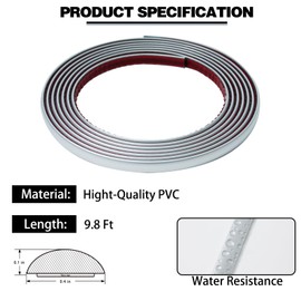 JSIWOTH Peel and Stick Trim, Matte Silver D-Shape Flexible and Self Adhesive Trim, 9.8 Ft Waterproof Molding Trim for Walls, Edges & Borders, Window Frames, Backsplash
