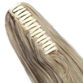 SEGO Ponytail Ponytail Braid Extension Hairpiece Hair Piece Human Hair Voluminous Wavy Ash Blonde Mix Bleach Blonde 61 cm