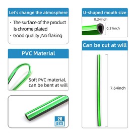 Ziciner 20 Pcs Car Air Conditioner Decoration Strip, Waterproof Bendable Auto Air Vent Outlet Shiny Trim, Universal Vehicle Interior Accessories Suitable for Most Air Vent Outlet (Green)