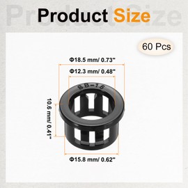 PATIKIL 60pcs Wire Grommet, 15.8mm Mounting Dia Plastic Grommets Cable Snap Bushing Cable Mounting Hose Bushing Grommet Protector Fasteners Locking Nylon for Wire Cable Hose, Black