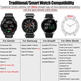 22mm Quick Release Silicone Watch Band for Garmin Vivoactive 4 / Forerunner 265 / Forerunner 255 / Venu 2 / Venu 3 – Soft, Sweatproof Replacement Strap,4P