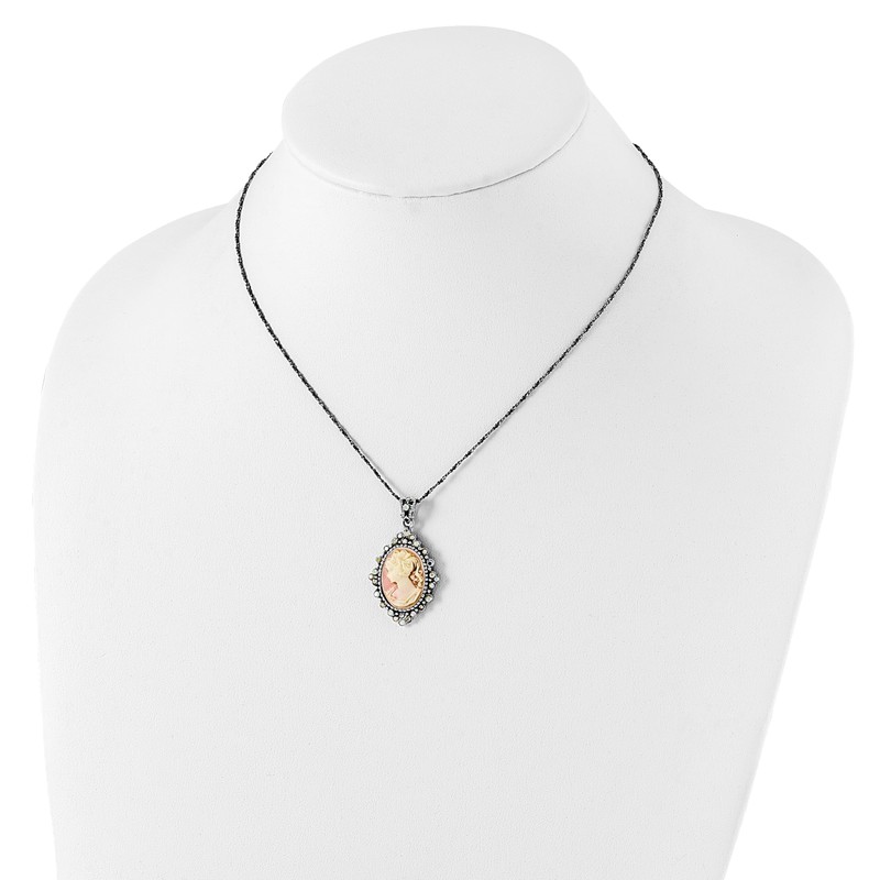 Sterling Silver Crystal Cameo Pendant