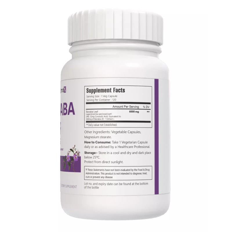 VitaCosmoX BANABA Leaf Extract High Potency 6000mg Corosolic Acid 12mg