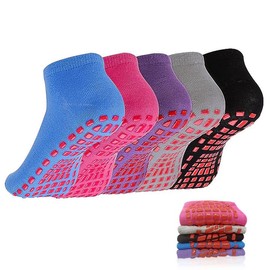 EUPSIIU 5 Pairs Non-Slip Yoga Socks for Women Ladies Pilates Socks Ballet Socks Stopper Socks Yoga Non-Slip Socks for Ballet, Aerobics, Fitness Training, Pilates, Yoga, 5 colours