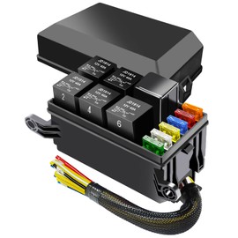 GMURA 12V Fuse and Relay Box with 6 Slots ATC ATO Blade Fuses and 5pcs 5Pins JD1914 40A Relay and 1pcs 4Pin RTT7121 40A Relay, Universal Waterproof Fuse Relay Box Kit for Car Truck Trailer Boat
