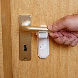 Door Handle Lock for Kids and Pets 2 Pack Reusable with 2 Push Button System Child Lock for Front Doors Baby Door Handle Lock Door Handle Lock Door Handle Lock Door Handle Lock Door Handle Lock