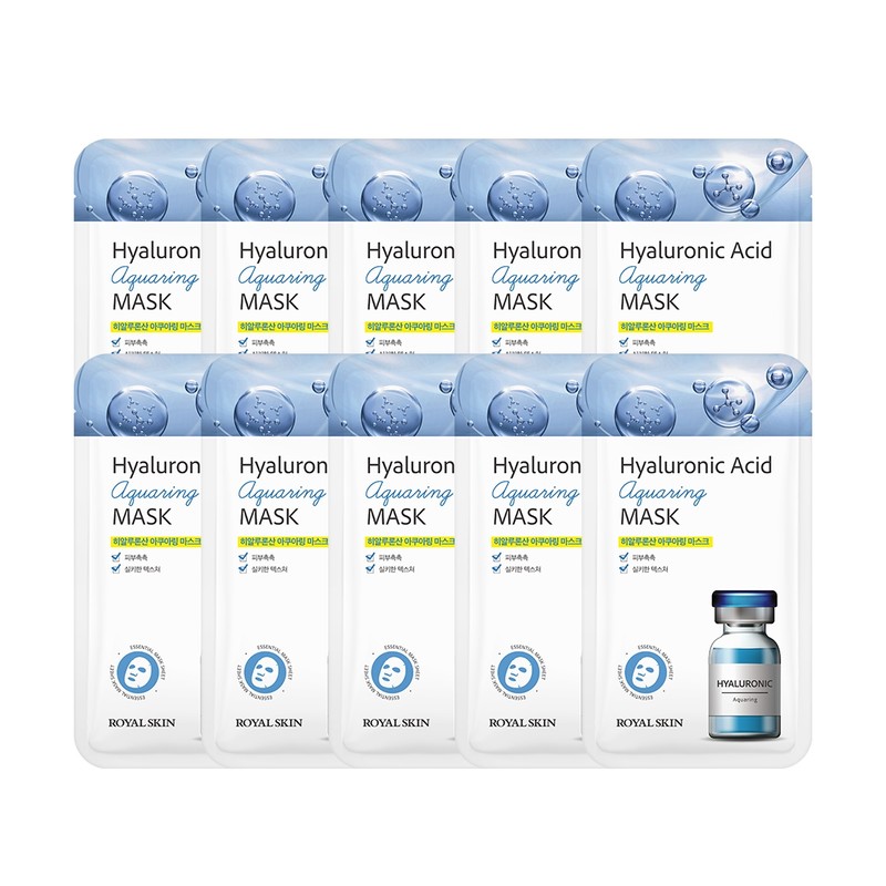 Royal Skin Hyaluronic Acid Aquaring Mask Pack Set (10 sheets)