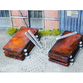 modellbahn-exklusiv Juweela 24222 Slabs Raw Metal Plates Rusty as Load, Pack of 10, Gauge 0 (Zero), 1:45