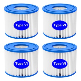 SaluSpa Hot Tub Filter Replacement, Type VI Spa Filter - 4 Pack Compatible with All Coleman SaluSpa Inflatable Hot Tubs and Lay-Z Spa