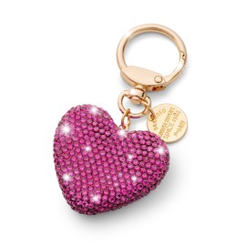 CHUQING Heart Key Ring Car Key Ring With Sparkly Rhinestones Rhinestone Keyring For Women, Fuchsia Heart-14