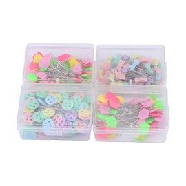 Hilitand Paquete de 300 Piezas de alfileres de Cabeza Flor u Oso botón Plano Cabeza alfileres Bricolaje Herramienta de Acolchado Accesorios de Costura(Kit-2)