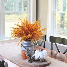 Uieke 48 Bundles Artificial Boston Fern Fall Plant Fall Decor Outdoor UV Resistant No Fade Faux Plastic Greenery Bushes for Home Fall Front Door Porch Garden Autumn Decor