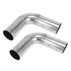 Motoforti 90 Degree Mandrel Exhaust Tube Car Exhaust Pipe Mandrel Bend DIY Custom Tubing Pipe 2" OD 7.87" Leg Length 304 Stainless Steel Silver Tone 2 Pcs