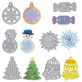 ALIBBON Christmas Die Cuts for Card Making and Scrapbooking, Snowflake Snowman Cutting Dies Metal Template Molds, Christmas Tree Bells Candy Dies for DIY Photo Album Paper Embossing Card Decoration