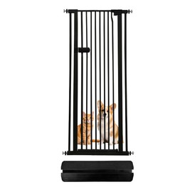 Lumizone Extra Tall Cat Gate 61.02" High Pressure Mounted Extra Wide 2025 New (17 Sizes) 1.37" Gap No Drilling Auto-Close One-Handed Operation Tall Pet Gate for Dogs(Black, 26.18"-29.91"/66.5-75.5cm)