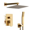 SaniteModar Brushed Gold Shower Head System 12 Inch Square Rainfall