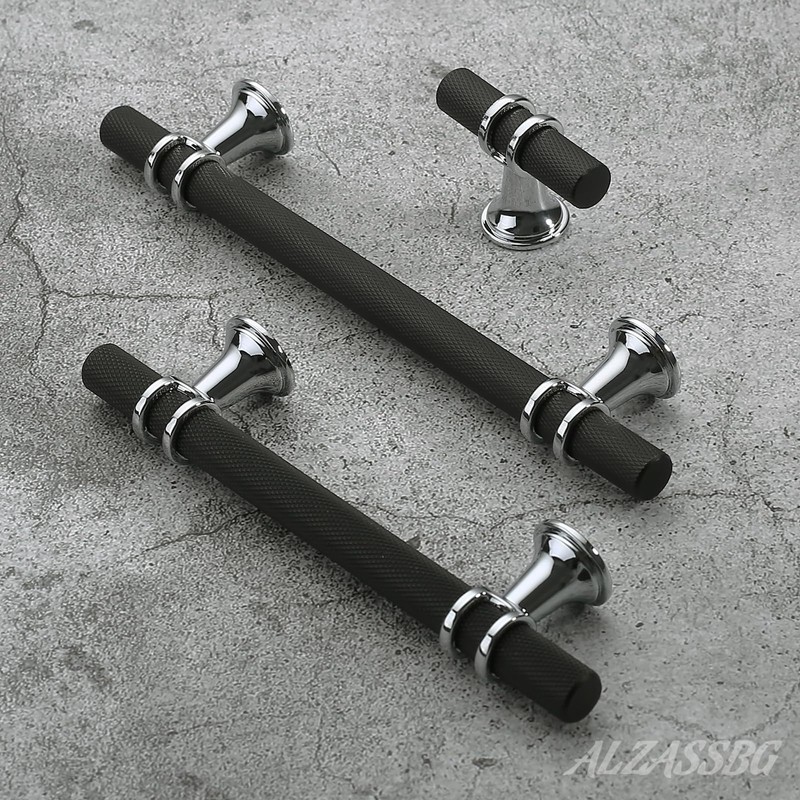 Alzassbg 10 Pack Matt Black and Silver Cabinet Knobs, 2