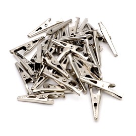 iexcell 100 Pcs 1.4 Inches / 35 mm Steel Alligator Clip Crocodile Clamps, Silver Tone Nickel Plated, Come in a Plastic Case