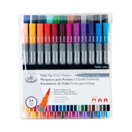 Royal & Langnickel - 24pc Dual Tip Waterbased Artist Markers - Brush Tip and Fineliner