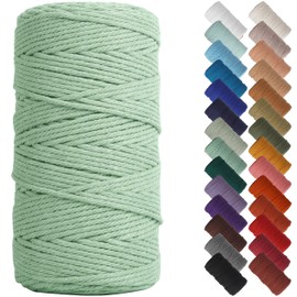 NOANTA Sage Macrame Cord 3mm x 220yards, Colored Macrame Rope Cotton Rope Macrame Yarn, Colorful Cotton Craft Cord for Wall Hanging, Plant Hangers, Crafts, Knitting