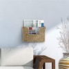 BSTKEY Natural Seagrass Wall Mounted Mail Organizer, Hand-woven Magazine Storage