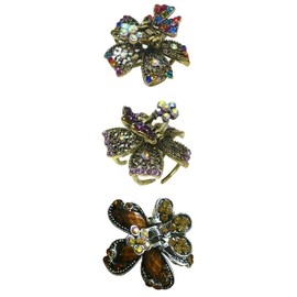 Set of 3 Small Round Metal Jaw Clips Claw Clips Combo 2 Styles LPW440-1multiAme0185brn