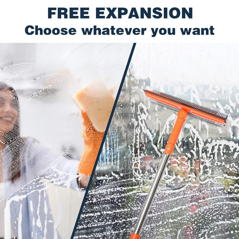 Professional Window Squeegee,2 in 1 Squeegee Window Cleaner with Long